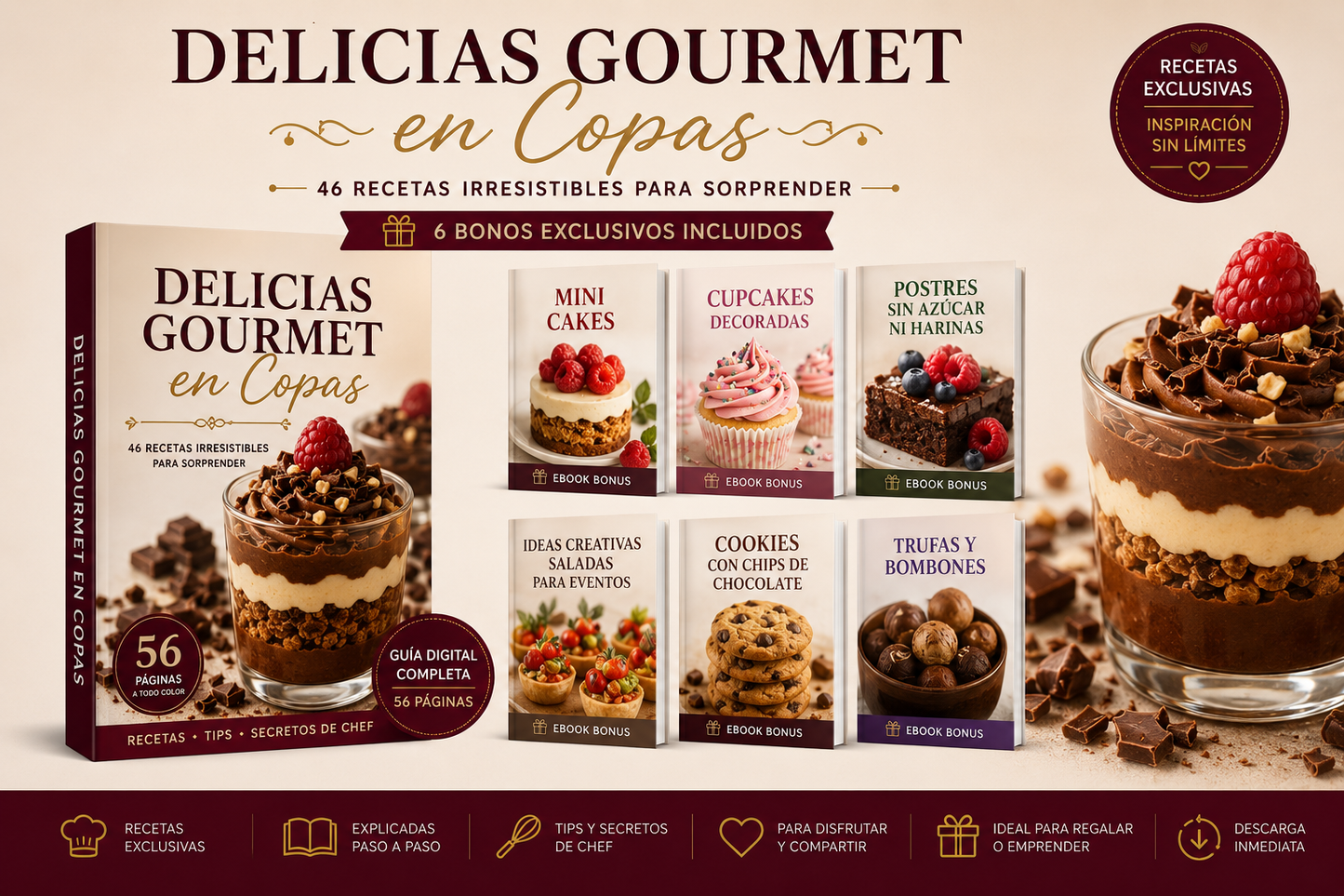 Delicias Gourmet en Copas + 6 Bonus de Regalo