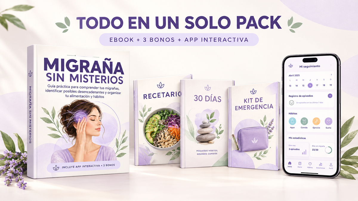 Migraña Sin Misterios — Guía práctica + App Interactiva + 3 Bonus de Regalo