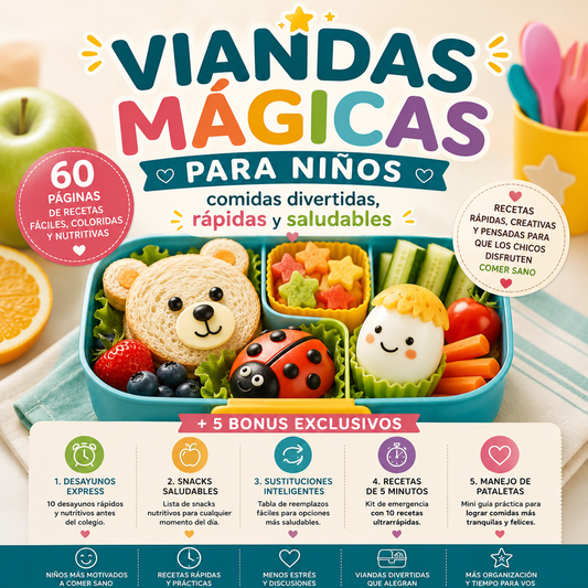Viandas Mágicas para Niños Comidas Divertidas, Rápidas y Saludables + 5 Bonus de Regalo