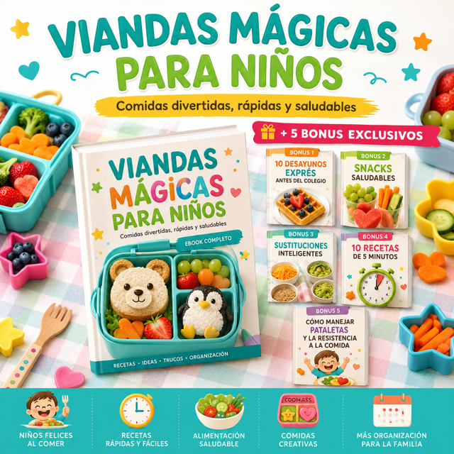 Viandas Mágicas para Niños Comidas Divertidas, Rápidas y Saludables + 5 Bonus de Regalo