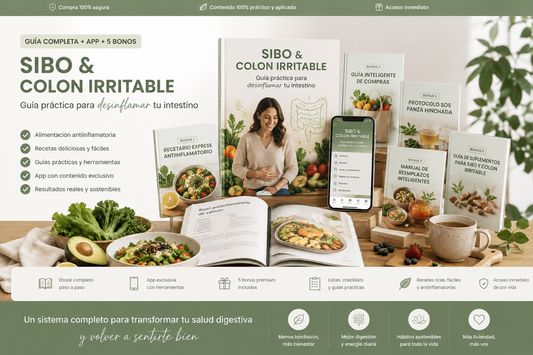 SIBO & COLON IRRITABLE Guía práctica para desinflamar tu intestino + App Interactiva Premium + 5 Bonus Exclusivos de Regalo