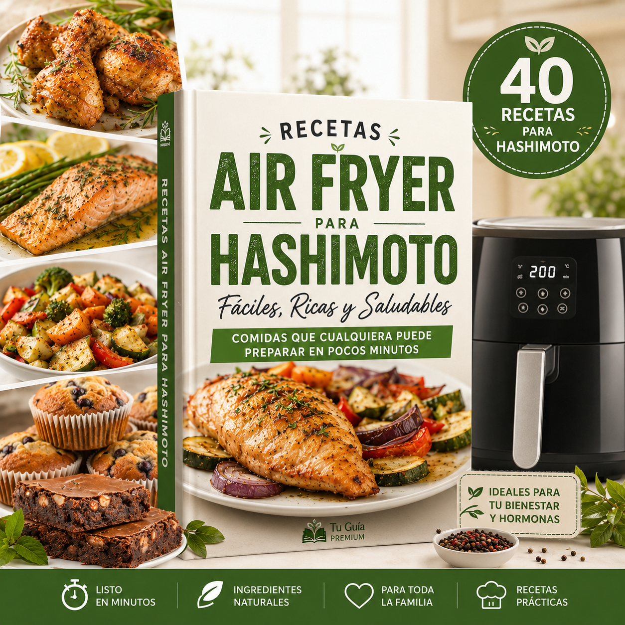 Air Fryer para Hashimoto 40 recetas saludables, fáciles y deliciosas para cuidar tu alimentación todos los días