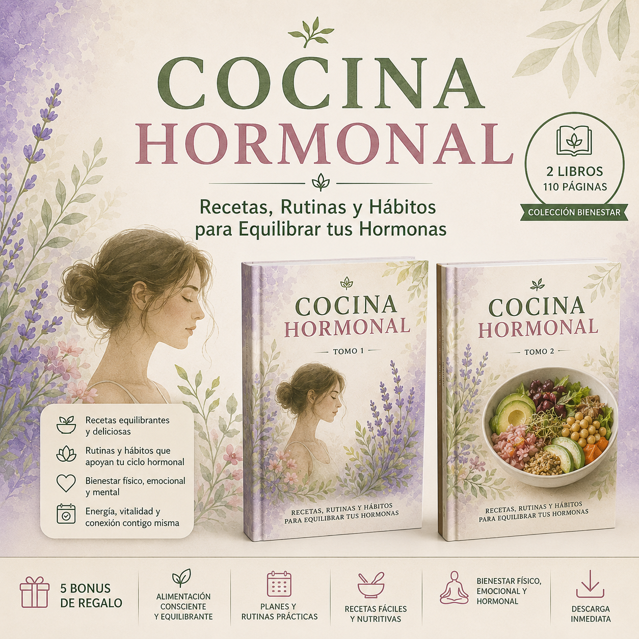 Cocina Hormonal Recetas, rutinas y hábitos para recuperar tu energía femenina + 5 Bonus de Regalo 🎁