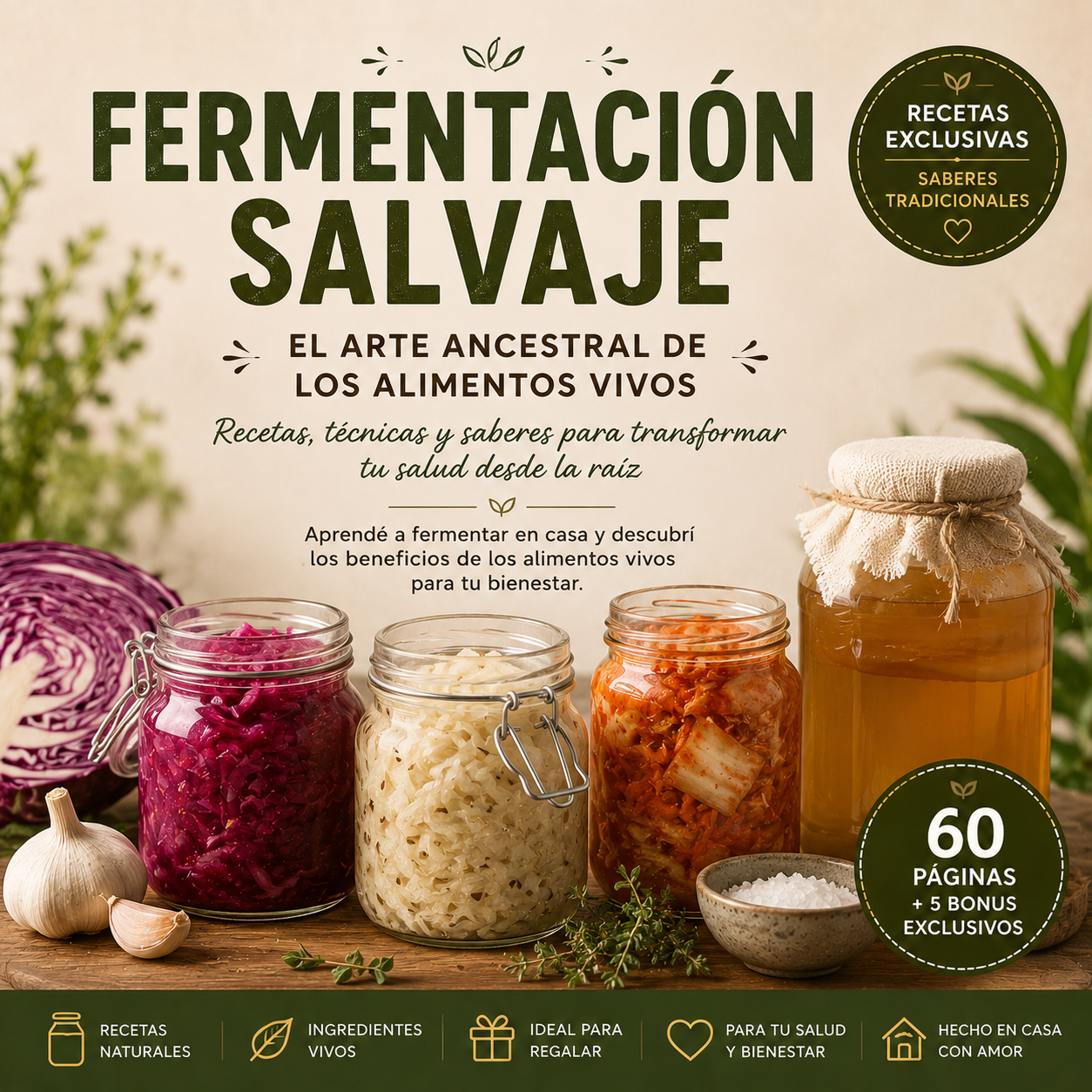 Fermentación Salvaje: El Arte Ancestral de los Alimentos Vivos + 5 Bonus de Regalo