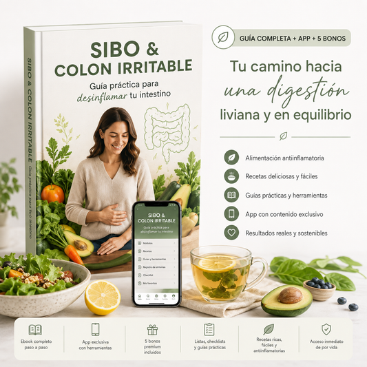 SIBO & COLON IRRITABLE Guía práctica para desinflamar tu intestino + App Interactiva Premium + 5 Bonus Exclusivos de Regalo