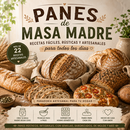 Panes de Masa Madre Recetas Artesanales, Panes Gourmet y Técnicas Paso a Paso para Hacer en Casa + 5 Bonus de Regalo
